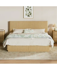 Streamdale Furniture Led Bed Frame, Modern Wood, Curved Lines