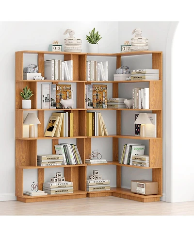 Streamdale Furniture Space-Saving Corner Bookshelf and Bookcase Set
