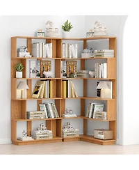 Streamdale Furniture Space-Saving Corner Bookshelf and Bookcase Set