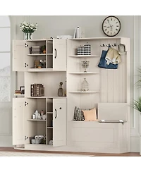 Streamdale Furniture 2-in-1 Hall Cabinet Storage and 4 Hooks
