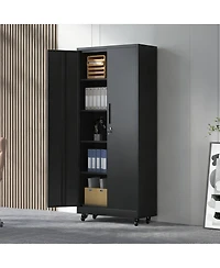 Streamdale Furniture 71"H Rolling Metal Garage Storage Cabinet with Lock and Shelves