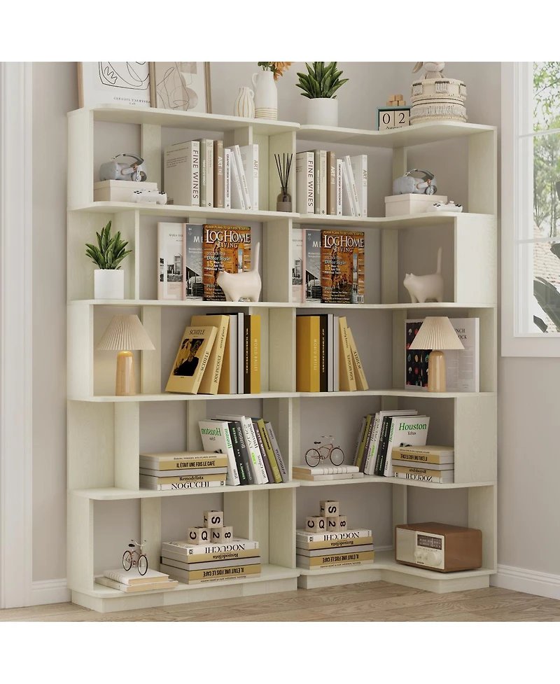 Streamdale Furniture 2-Pc L+I Corner Bookcase Set, Space Saving