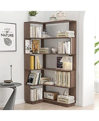 Streamdale Furniture 90cm L-Shape 5-Tier Corner Bookshelf with Anti-Tip