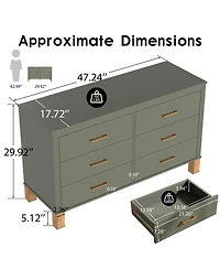 Streamdale Furniture 6-Drawer Double Dresser with Metal Handles