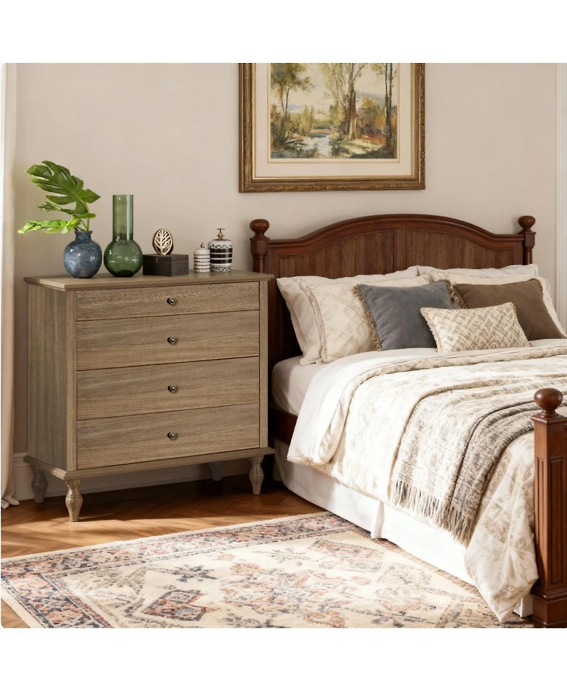 Streamdale Furniture 4-Drawer Chest with Solid Wood Foot