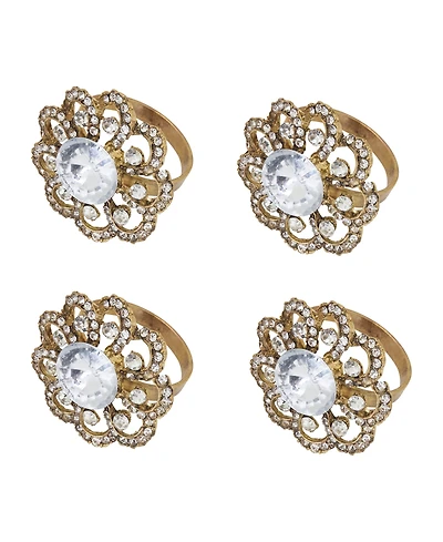 Saro Lifestyle Napkin Ring with Large Jewels Design, Set of 4