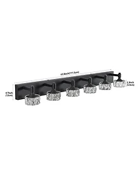 Busdays Modern 6 Light Matte Led Vanity Light Fixture with Crystal Glass Shades Bathroom Wall Sconce for Elegant Contemporary Home Decor