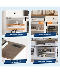 gaomon Farmhouse Tv Stand for TVs, Entertainment Center with Barn Doors, Drawers, Shelves and Power Outlets