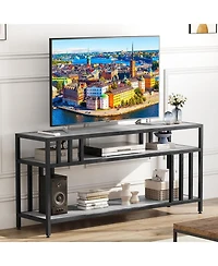 gaomon Farmhouse Tv Stand for TVs , Entertainment Center with Open Shelves and Metal Frame