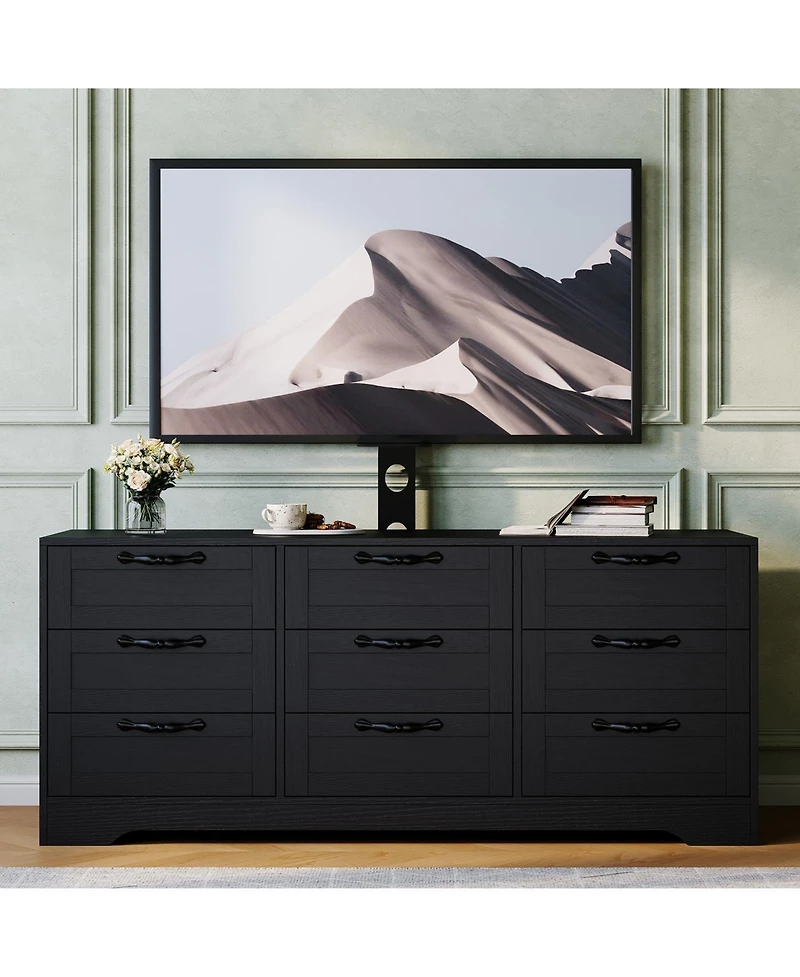 gaomon TV Stand with Mount for Tvs, Modern Media Console 9 Drawers and Adjustable Height Bracket
