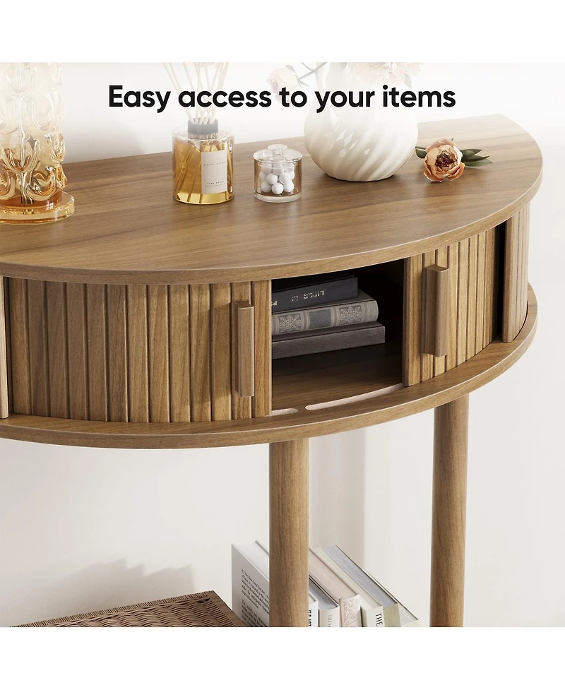 Streamdale Furniture Grooved Half-Moon Console Table