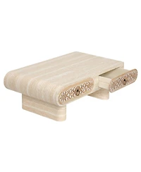 Streamdale Furniture Solid Wood Coffee Table with Flower Drawer
