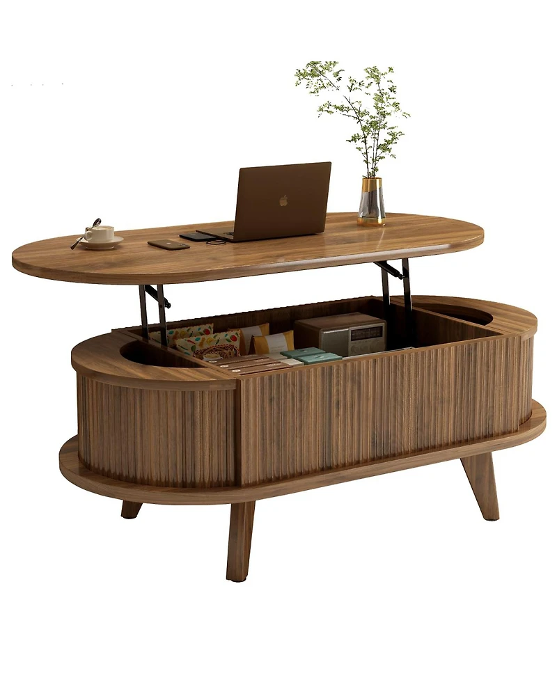 Streamdale Furniture Walnut Lift Top Coffee Table with Hidden Storage