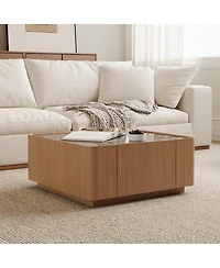 Streamdale Furniture Square Coffee Table with Storage and Glass Top