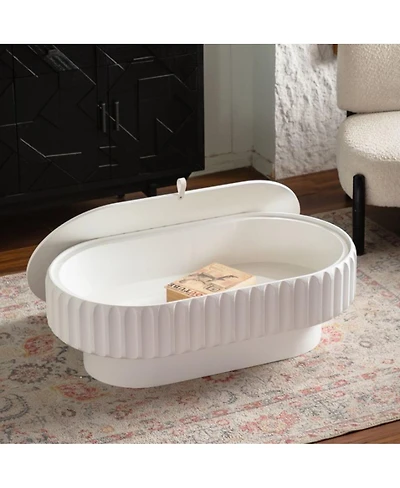 Streamdale Furniture Fluted Storage Table with Lift-Off Lid, Sleek Texture, Perfect for Modern Living