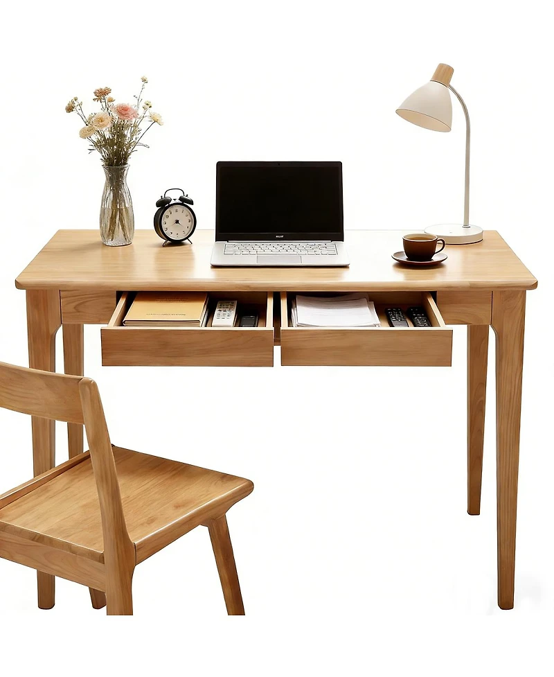 Streamdale Furniture Solid Wood Standing Desk with Drawers, Mid Century Modern