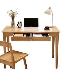 Streamdale Furniture Solid Wood Standing Desk with Drawers, Mid Century Modern