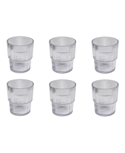 Abode Homewares Fine Ribbed Acrylic Drinking Glasses, Set of 6