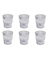 Abode Homewares Fine Ribbed Acrylic Drinking Glasses, Set of 6