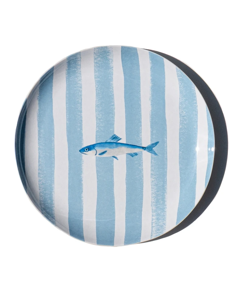 Abode Homewares Sardinia NewWave Melamine Stripe Salad Plates, Set of 6