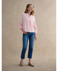 Hobbs London Women's Lucilla Pintuck Mandarin Collar Blouse