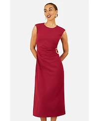 Yumi Women's Buckle Detail Ruched Dress