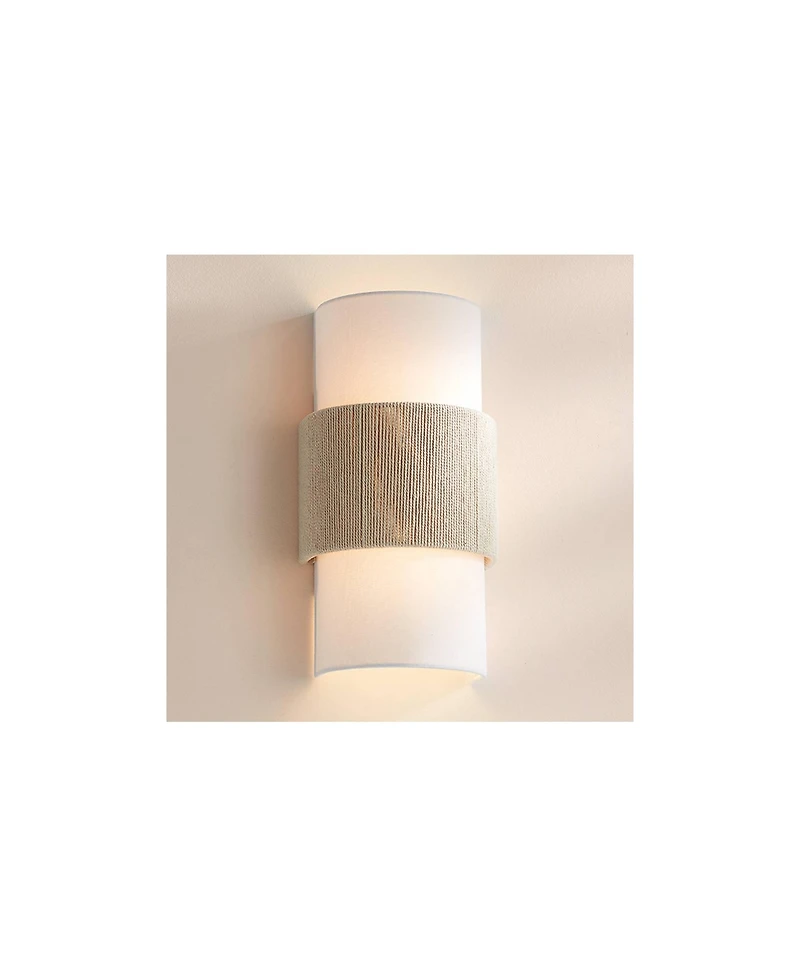 360 Lighting Cabo 14 1/2" Linen and Rope 2-Light Wall Sconce