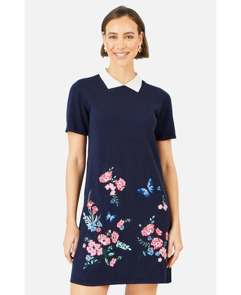 Yumi Women's Embroidered Knitted Floral Tunic