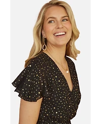 Yumi Women's Skater Dress With Mini Star Foil Print