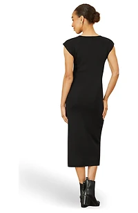 Yumi Women's Knitted Ruched Midi Dress