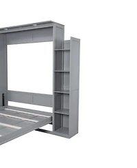 Streamdale Furniture Murphy Bed With Shelves and Led Lights