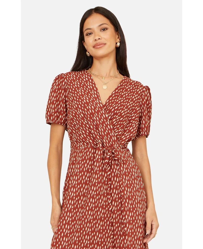 Yumi Women's Spot Wrap Midi Dress