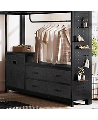 Streamdale Furniture Queen Loft Bed w/ Desk, Shelves, Pegboard, Laundry Bag