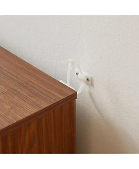 Streamdale Furniture Walnut 3-Drawer Nightstand, 23.6 inches W Curved Wave Design.