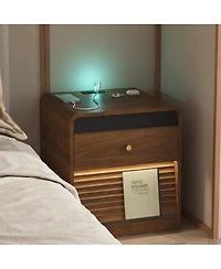 Streamdale Furniture Smart Nightstand Charging, Light, Storage