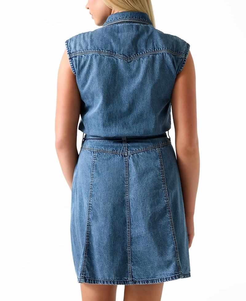 Guess Women's Brina Collared Neck Mini Shirt Dress