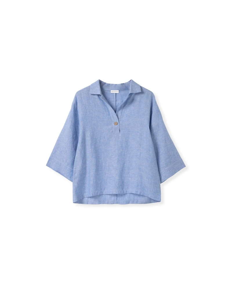Celtic & Co. Women's Collared Popover Linen Blouse