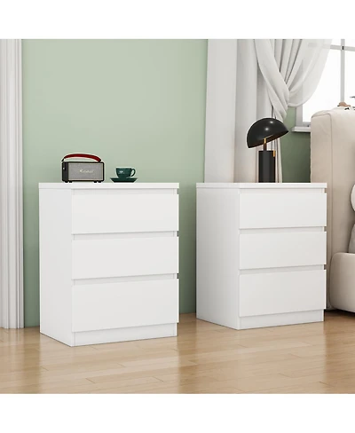 Streamdale Furniture 2 pieces 19.7 inches 3-Drawer Nightstand Set