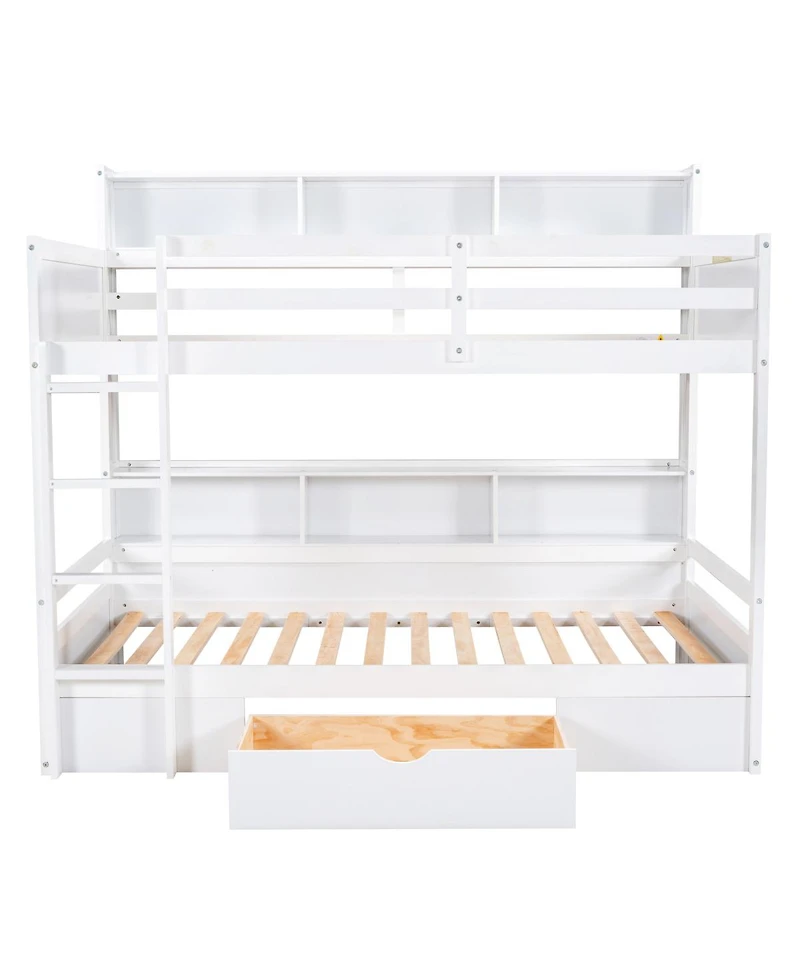 Streamdale Furniture Bunk Bed With Shelves and Storage Drawer