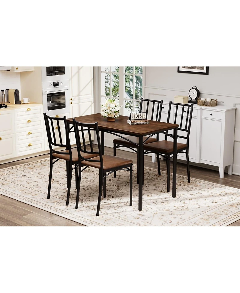 Streamdale Furniture Industrial Dining Table Set with 4 Benches (43.3"L)