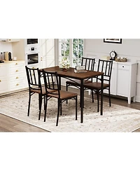 Streamdale Furniture Industrial Dining Table Set with 4 Benches (43.3"L)
