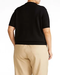 Universal Standard Plus Savvy Fine Knit Short Sleeve Polo Sweater