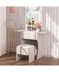 Streamdale Furniture Small Vanity Set with Stool and Foldable Side Tables