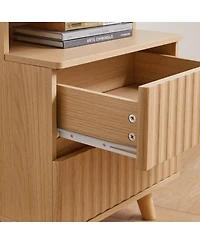 Streamdale Furniture Bedside Table with Drawer, Charging Station, 2 Drawers