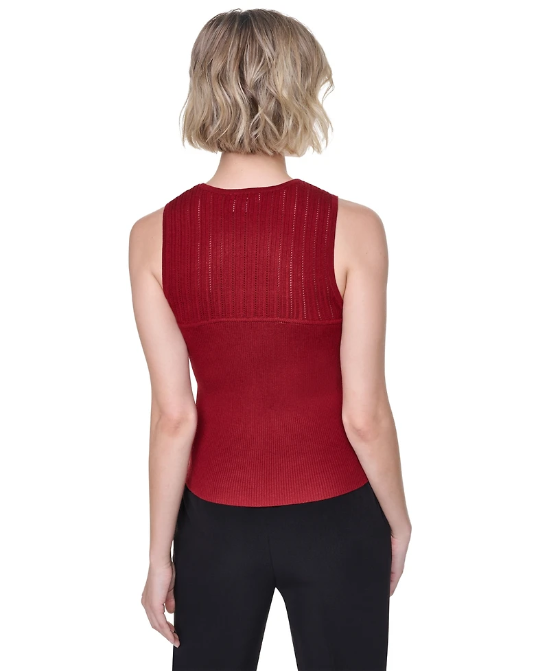 Dkny Women's Yoke Detail Sleeveless Sweater