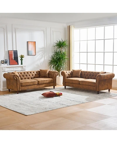 Streamdale Furniture 3+3 Chesterfield Tech Fabric Sofa Set