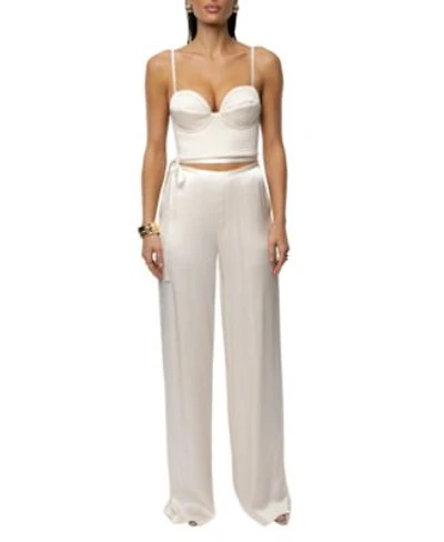 Jluxlabel Thalia Textured Bustier Deserae Satin Pants