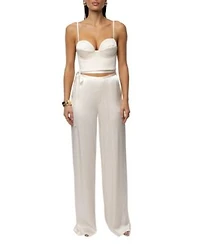Jluxlabel Thalia Textured Bustier Deserae Satin Pants