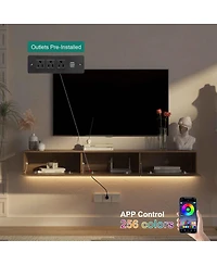Streamdale Furniture Floating Tv Stand Wall Mounted with 16 Color LEDs for 65 Inch Tv