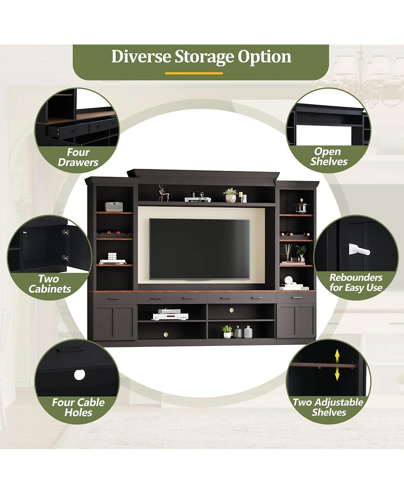 Streamdale Furniture Farmhouse Entertainment Center Bookshelf Rack